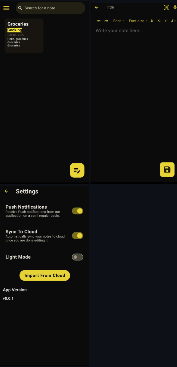 Screenshot of Notes.AI app